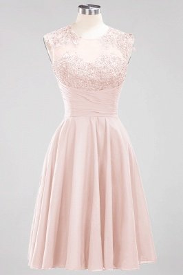 A-line  Appliques Jewel Sleeveless Knee-Length Bridesmaid Dresses with Ruffles_5