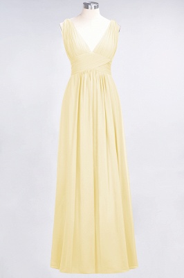 A-Line V-Neck Sleeveless Floor-Length  Bridesmaid Dress with Ruffle_17