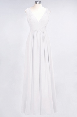 A-Line V-Neck Sleeveless Floor-Length  Bridesmaid Dress with Ruffle_1