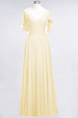 A-Line V-Neck short-sleeves Floor-Length Satin Bridesmaid Dress_17