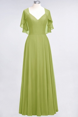 A-Line V-Neck short-sleeves Floor-Length Satin Bridesmaid Dress_32