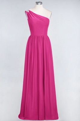 A-Line One-Shoulder Sleeveless Ruffles Floor-Length  Bridesmaid Dress with Beadings_9