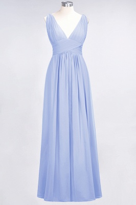 A-Line V-Neck Sleeveless Floor-Length  Bridesmaid Dress with Ruffle_21