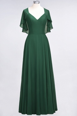 A-Line V-Neck short-sleeves Floor-Length Satin Bridesmaid Dress_30