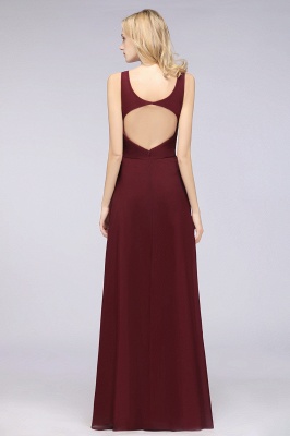 A-Line V-Neck Straps Sleeveless Ruffles Floor-Length  Bridesmaid Dress with Open Back_37