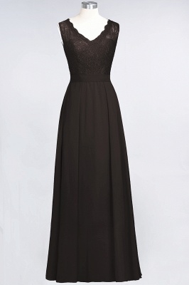 A-Line V-Neck Sleeveless Floor-Length  Lace Bridesmaid Dress_11