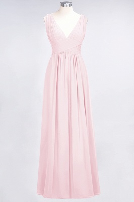 A-Line V-Neck Sleeveless Floor-Length  Bridesmaid Dress with Ruffle_3