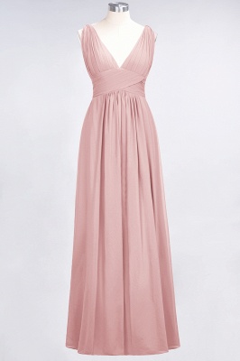 A-Line V-Neck Sleeveless Floor-Length  Bridesmaid Dress with Ruffle_6