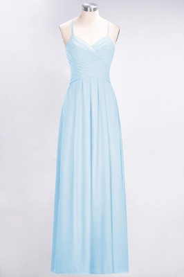 A-Line Halter V-Neck Sleeveless Floor-Length  Bridesmaid Dress with Ruffles_22