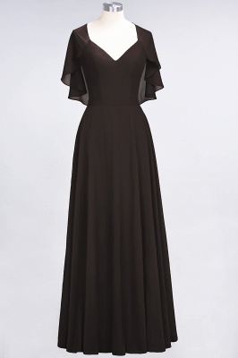 A-Line V-Neck short-sleeves Floor-Length Satin Bridesmaid Dress_11