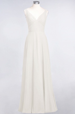 A-Line V-Neck Straps Sleeveless Ruffles Floor-Length  Bridesmaid Dress with Open Back_2