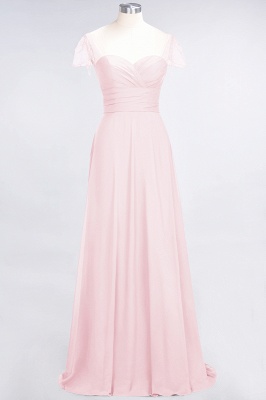 A-Line Sweetheart Cap-Sleeves Ruffle Floor-Length  Bridesmaid Dress with Beadings_3