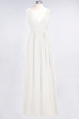 A-Line V-Neck Sleeveless Floor-Length  Bridesmaid Dress with Ruffle_2