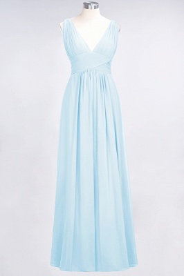 A-Line V-Neck Sleeveless Floor-Length  Bridesmaid Dress with Ruffle_22