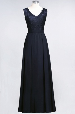 A-Line V-Neck Sleeveless Floor-Length  Lace Bridesmaid Dress_27