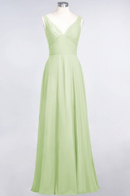 A-Line V-Neck Straps Sleeveless Ruffles Floor-Length  Bridesmaid Dress with Open Back_33