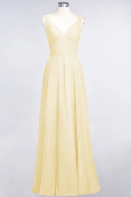 A-Line V-Neck Straps Sleeveless Ruffles Floor-Length  Bridesmaid Dress with Open Back_17
