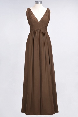 A-Line V-Neck Sleeveless Floor-Length  Bridesmaid Dress with Ruffle_12