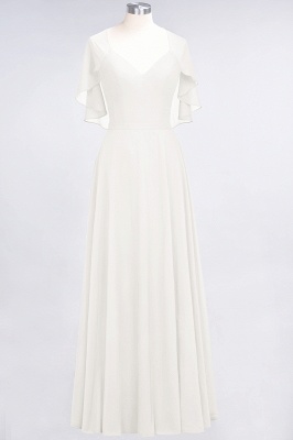 A-Line V-Neck short-sleeves Floor-Length Satin Bridesmaid Dress_2