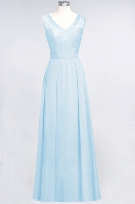 A-Line V-Neck Sleeveless Floor-Length  Lace Bridesmaid Dress_22