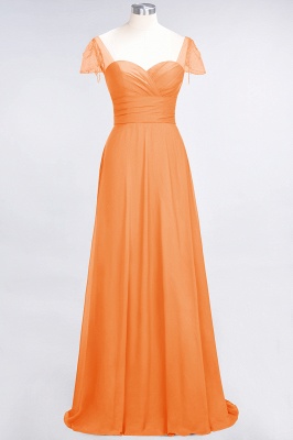 A-Line Sweetheart Cap-Sleeves Ruffle Floor-Length  Bridesmaid Dress with Beadings_15