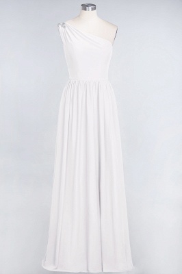 A-Line One-Shoulder Sleeveless Ruffles Floor-Length  Bridesmaid Dress with Beadings_1
