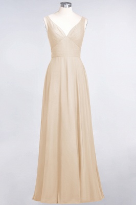 A-Line V-Neck Straps Sleeveless Ruffles Floor-Length  Bridesmaid Dress with Open Back_14