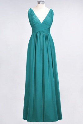 A-Line V-Neck Sleeveless Floor-Length  Bridesmaid Dress with Ruffle_31