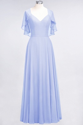 A-Line V-Neck short-sleeves Floor-Length Satin Bridesmaid Dress_21