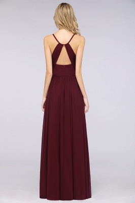 A-Line Spaghetti-Straps V-Neck Sleeveless Floor-Length  Bridesmaid Dress with Ruffles_2