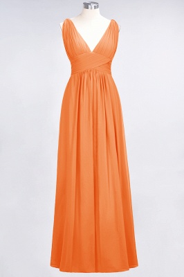 A-Line V-Neck Sleeveless Floor-Length  Bridesmaid Dress with Ruffle_15