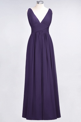 A-Line V-Neck Sleeveless Floor-Length  Bridesmaid Dress with Ruffle_18