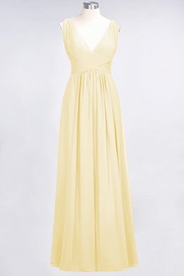 A-Line V-Neck Sleeveless Floor-Length  Bridesmaid Dress with Ruffle_17