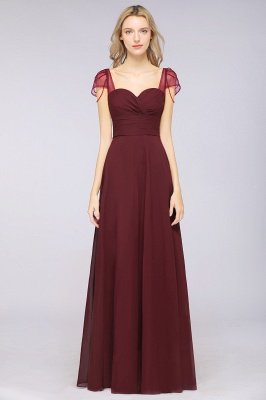 A-Line Sweetheart Cap-Sleeves Ruffle Floor-Length  Bridesmaid Dress with Beadings_36