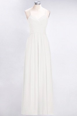 A-Line Halter V-Neck Sleeveless Floor-Length  Bridesmaid Dress with Ruffles_2