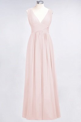 A-Line V-Neck Sleeveless Floor-Length  Bridesmaid Dress with Ruffle_5