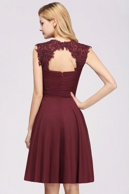 A-line  Appliques Jewel Sleeveless Knee-Length Bridesmaid Dresses with Ruffles_37