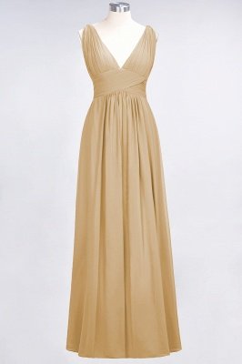 A-Line V-Neck Sleeveless Floor-Length  Bridesmaid Dress with Ruffle_13
