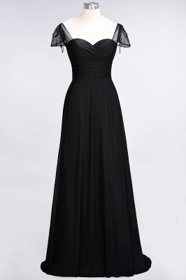 A-Line Sweetheart Cap-Sleeves Ruffle Floor-Length  Bridesmaid Dress with Beadings_28