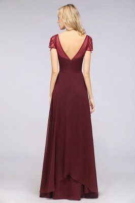 A-Line Sweetheart Cap-Sleeves Ruffle Floor-Length  Bridesmaid Dress with Beadings_37