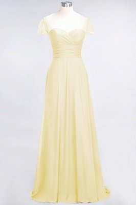 A-Line Sweetheart Cap-Sleeves Ruffle Floor-Length  Bridesmaid Dress with Beadings_17