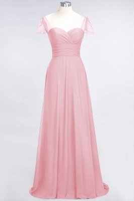 A-Line Sweetheart Cap-Sleeves Ruffle Floor-Length  Bridesmaid Dress with Beadings_4