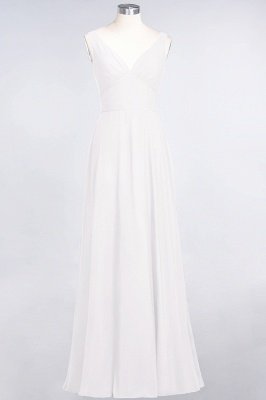 A-Line V-Neck Straps Sleeveless Ruffles Floor-Length  Bridesmaid Dress with Open Back_1