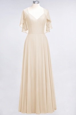 A-Line V-Neck short-sleeves Floor-Length Satin Bridesmaid Dress_14