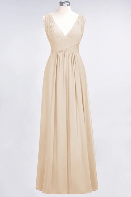 A-Line V-Neck Sleeveless Floor-Length  Bridesmaid Dress with Ruffle_14