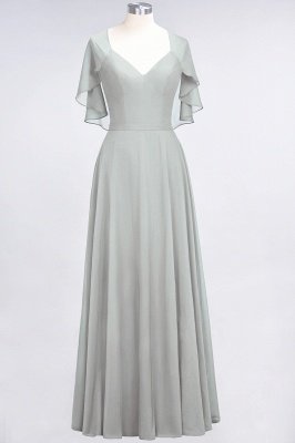 A-Line V-Neck short-sleeves Floor-Length Satin Bridesmaid Dress_29