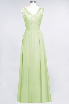 A-Line V-Neck Sleeveless Floor-Length  Lace Bridesmaid Dress_33