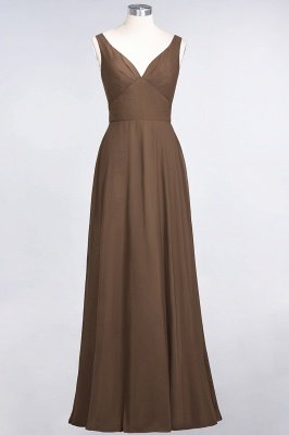 A-Line V-Neck Straps Sleeveless Ruffles Floor-Length  Bridesmaid Dress with Open Back_12