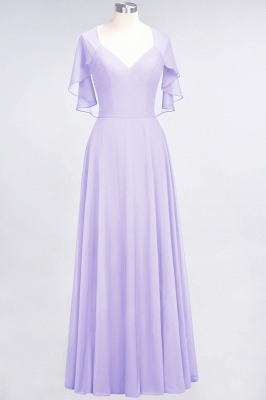 A-Line V-Neck short-sleeves Floor-Length Satin Bridesmaid Dress_20