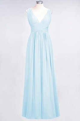 A-Line V-Neck Sleeveless Floor-Length  Bridesmaid Dress with Ruffle_22